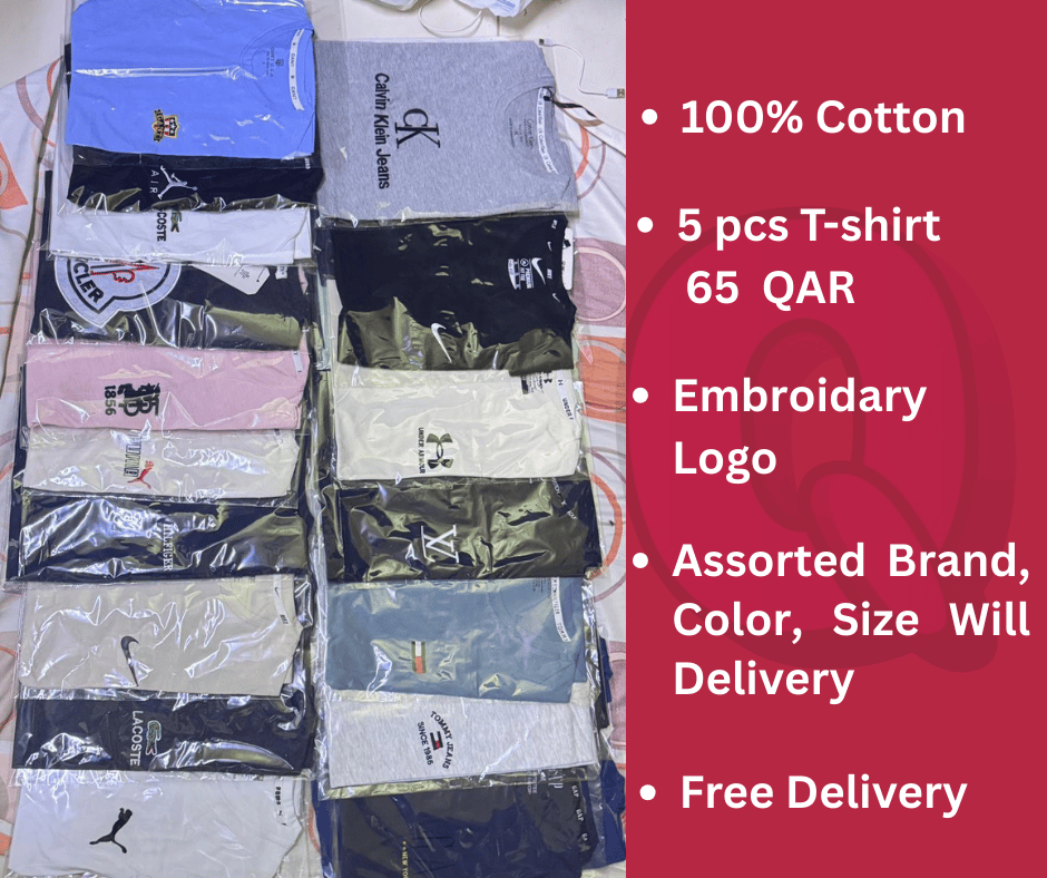 Premium Embroidery Unisex Combo T-Shirts 5 PCs